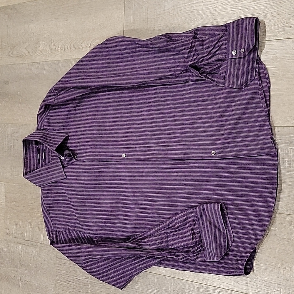 Mens hugo boss long sleeve purple dress shirt size 17 34/35